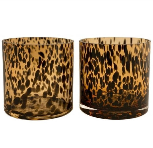 Waxinelicht houder - Celtic Cheetah Bruin - Ø12cm - 2 stuks - Silkartflowers.com