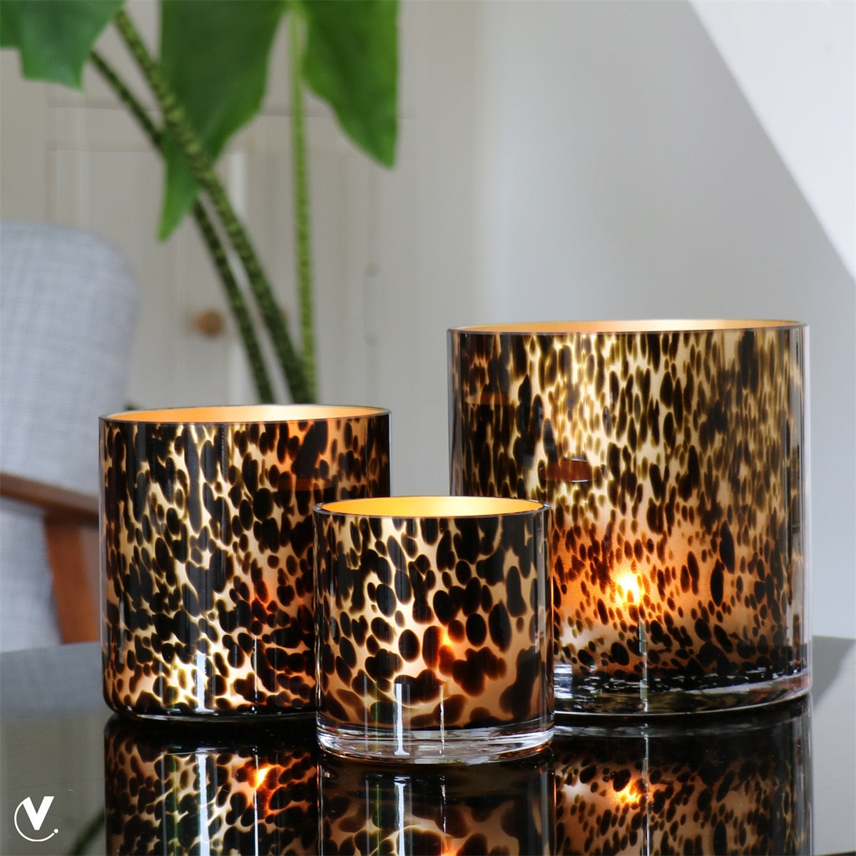 Waxinelicht houder - Celtic Cheetah Gold - Ø12cm - 2 stuks