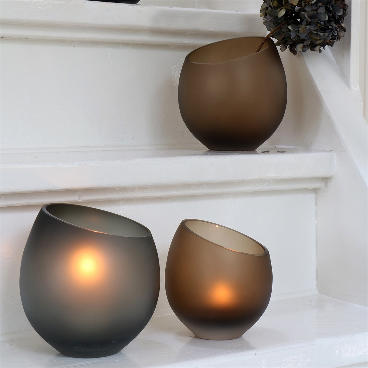 Waxinelichthouder - Moho Satin Taupe - 2 stuks - Silkartflowers.com